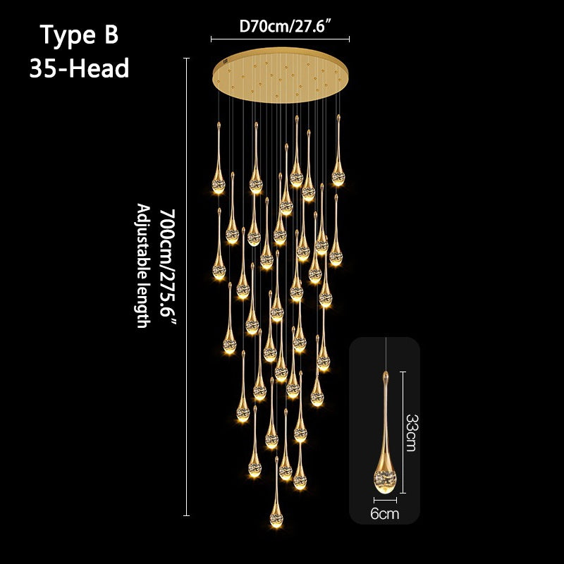 Antizer Luxury Water Drop Pendant Chandelier for Living Room