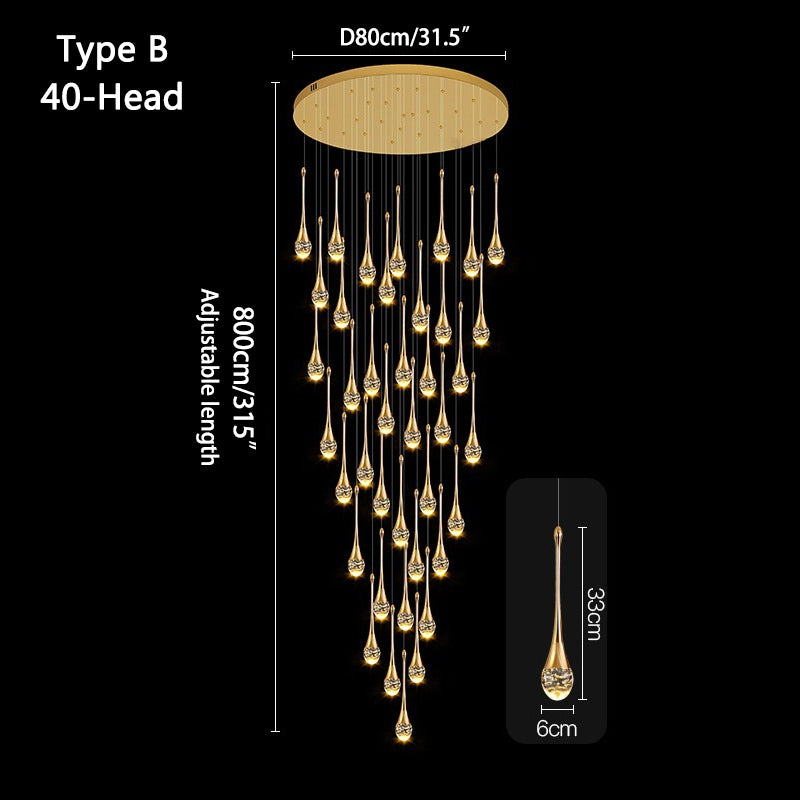 Antizer Luxury Water Drop Pendant Chandelier for Living Room