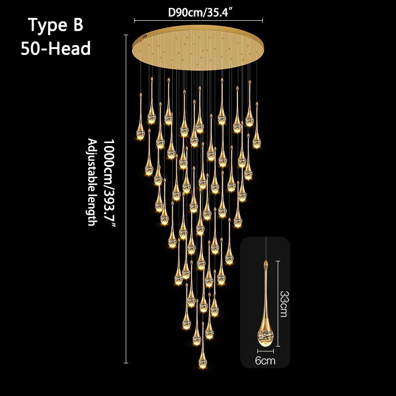 Antizer Luxury Water Drop Pendant Chandelier for Living Room