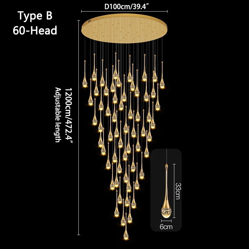 Antizer Luxury Water Drop Pendant Chandelier for Living Room