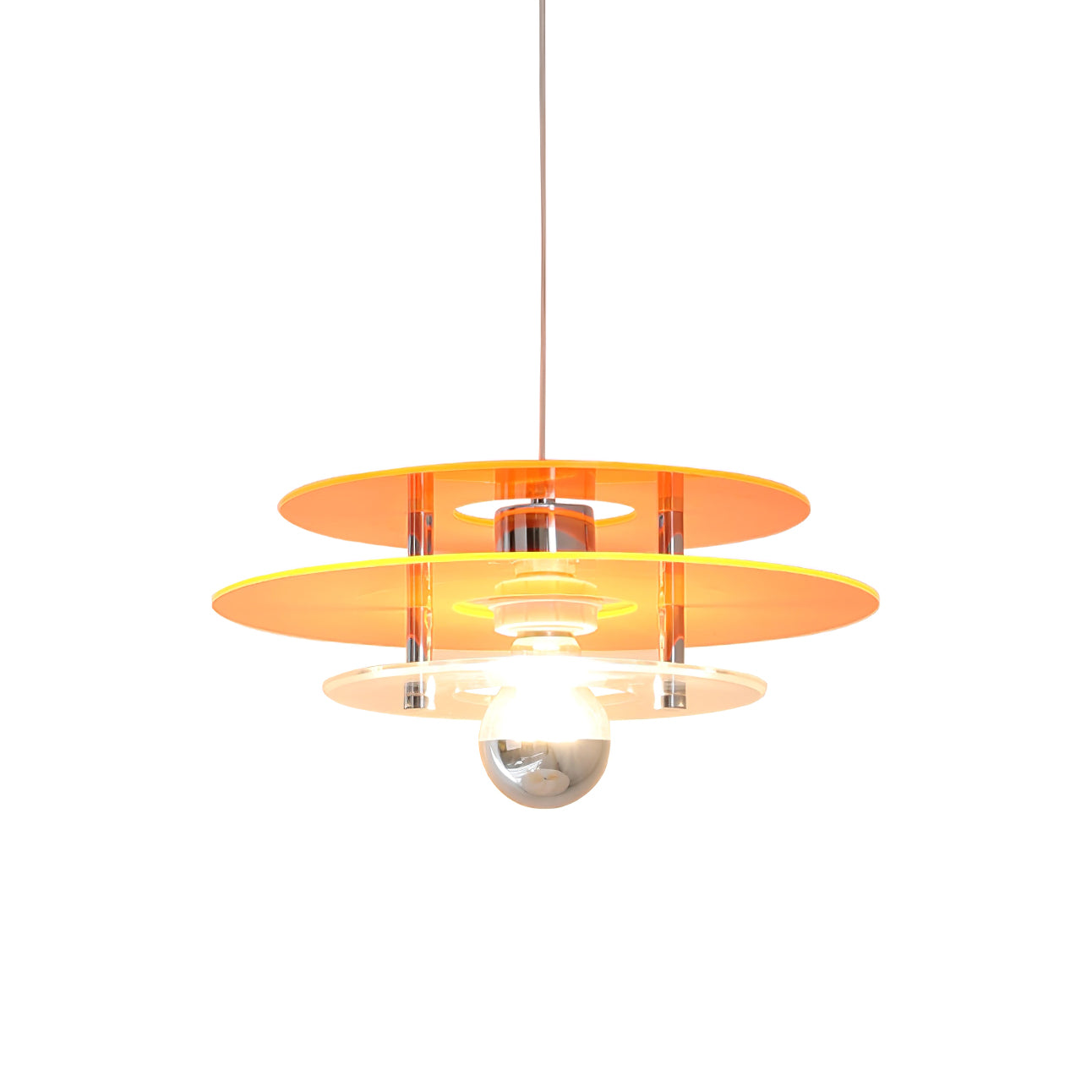 Modern Geometric Acrylic Disc Pendant Light - Elegant Reflective Ceiling Fixture