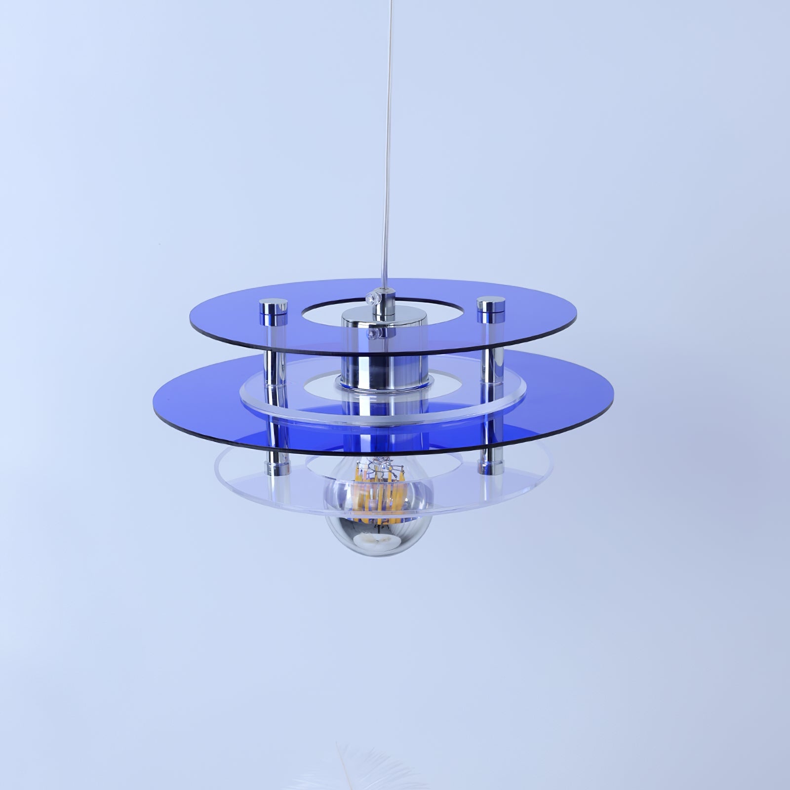 Modern Geometric Acrylic Disc Pendant Light - Elegant Reflective Ceiling Fixture