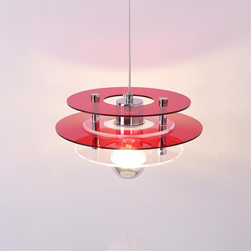 Modern Geometric Acrylic Disc Pendant Light - Elegant Reflective Ceiling Fixture