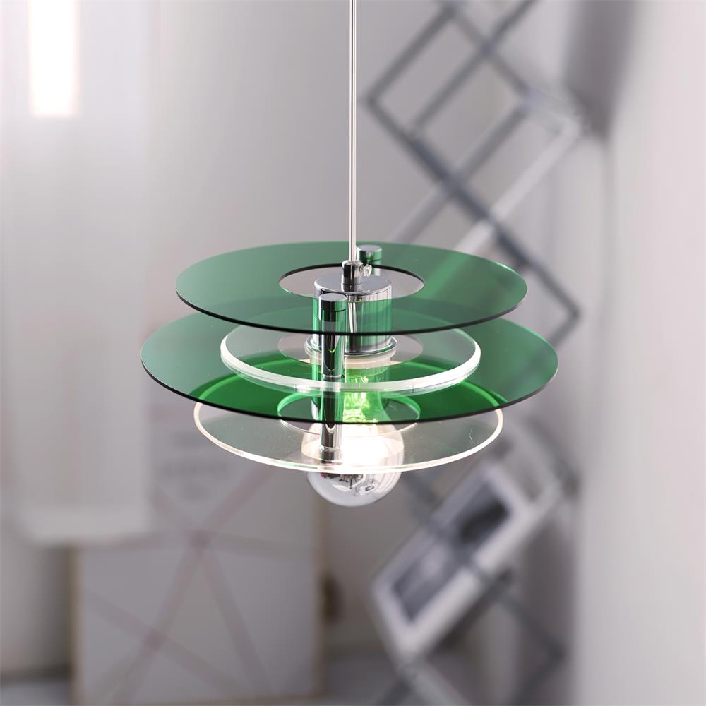Modern Geometric Acrylic Disc Pendant Light - Elegant Reflective Ceiling Fixture