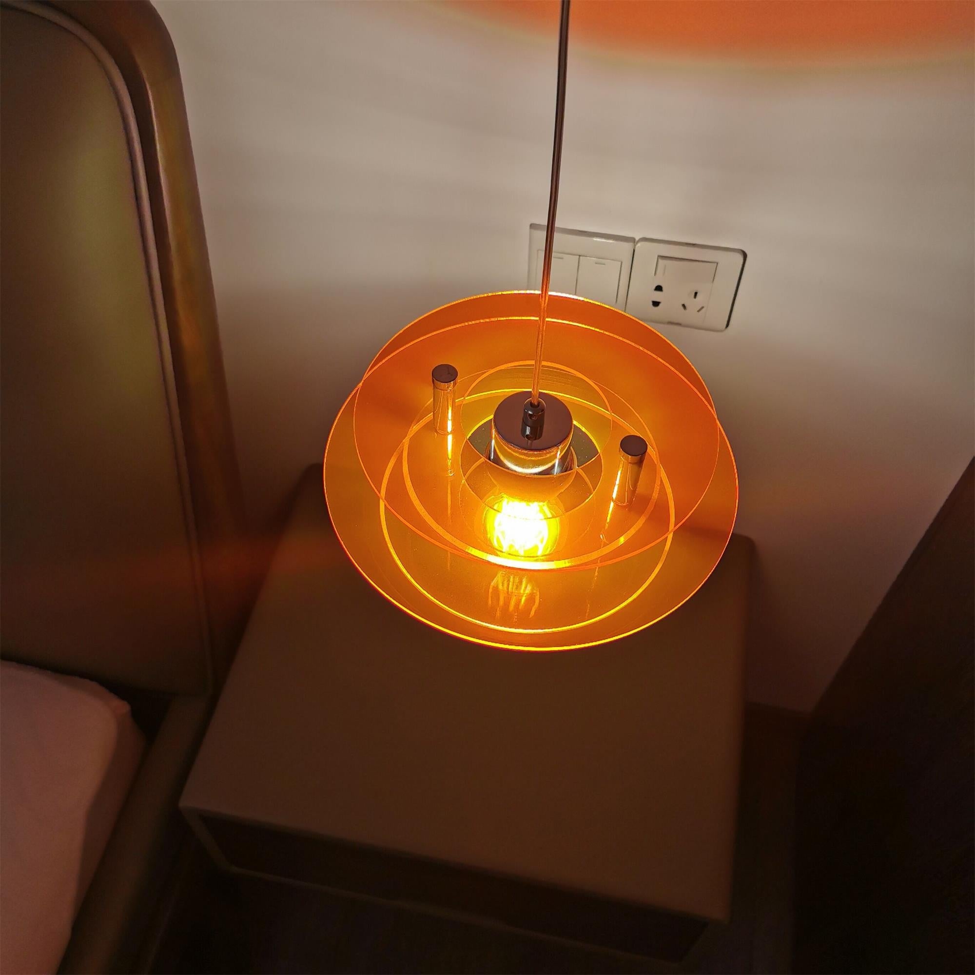 Modern Geometric Acrylic Disc Pendant Light - Elegant Reflective Ceiling Fixture