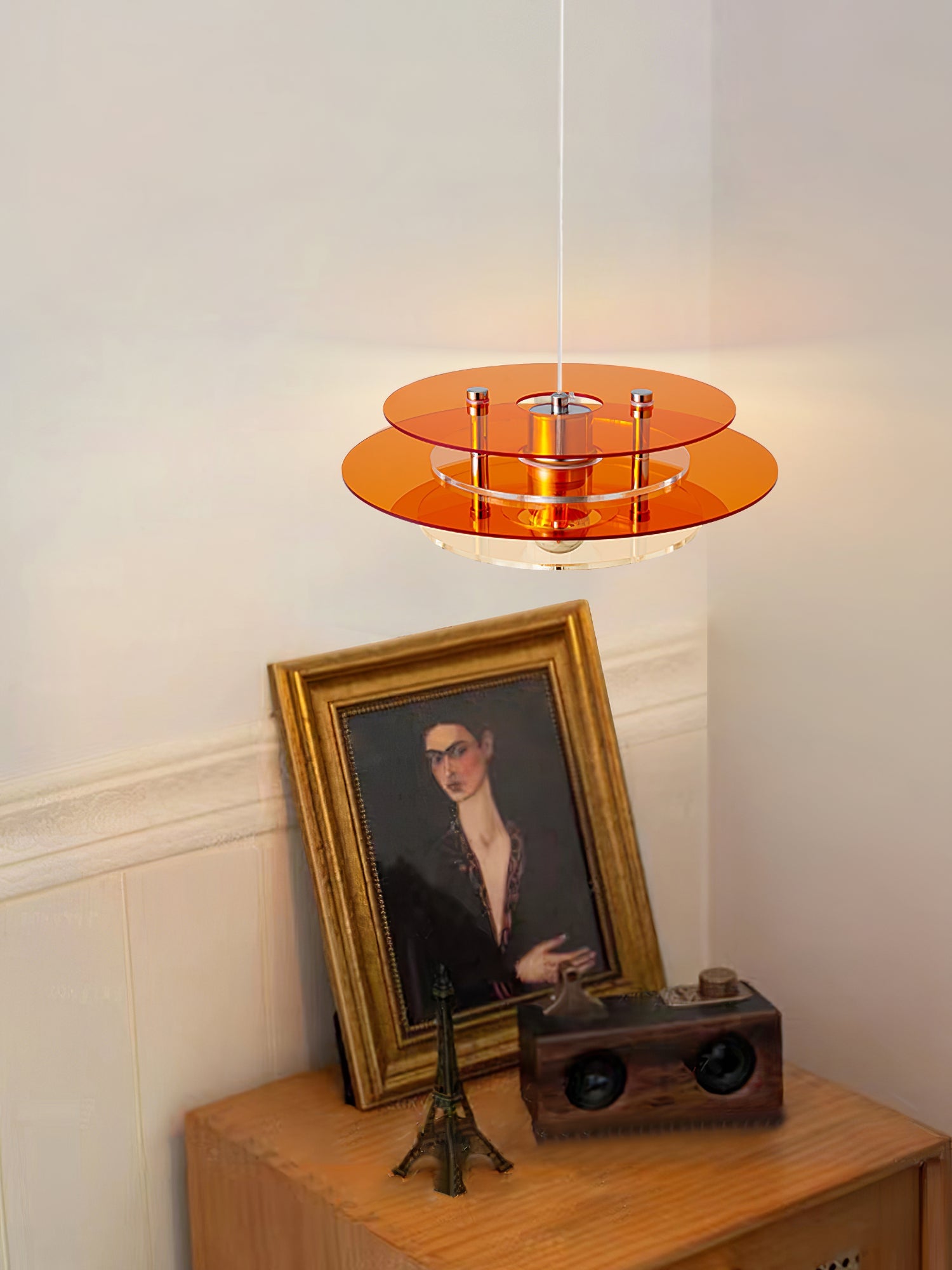 Modern Geometric Acrylic Disc Pendant Light - Elegant Reflective Ceiling Fixture