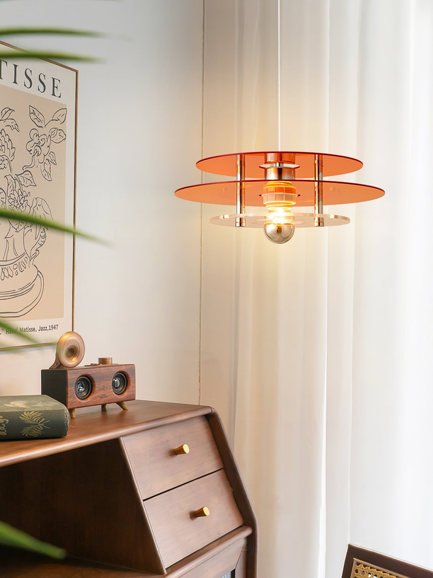 Modern Geometric Acrylic Disc Pendant Light - Elegant Reflective Ceiling Fixture