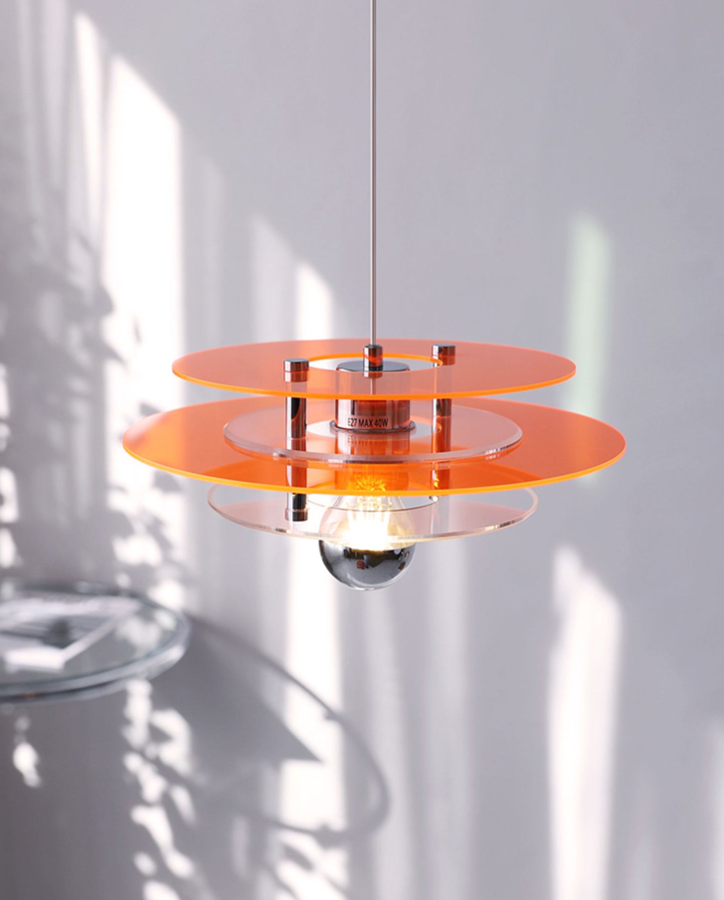 Modern Geometric Acrylic Disc Pendant Light - Elegant Reflective Ceiling Fixture