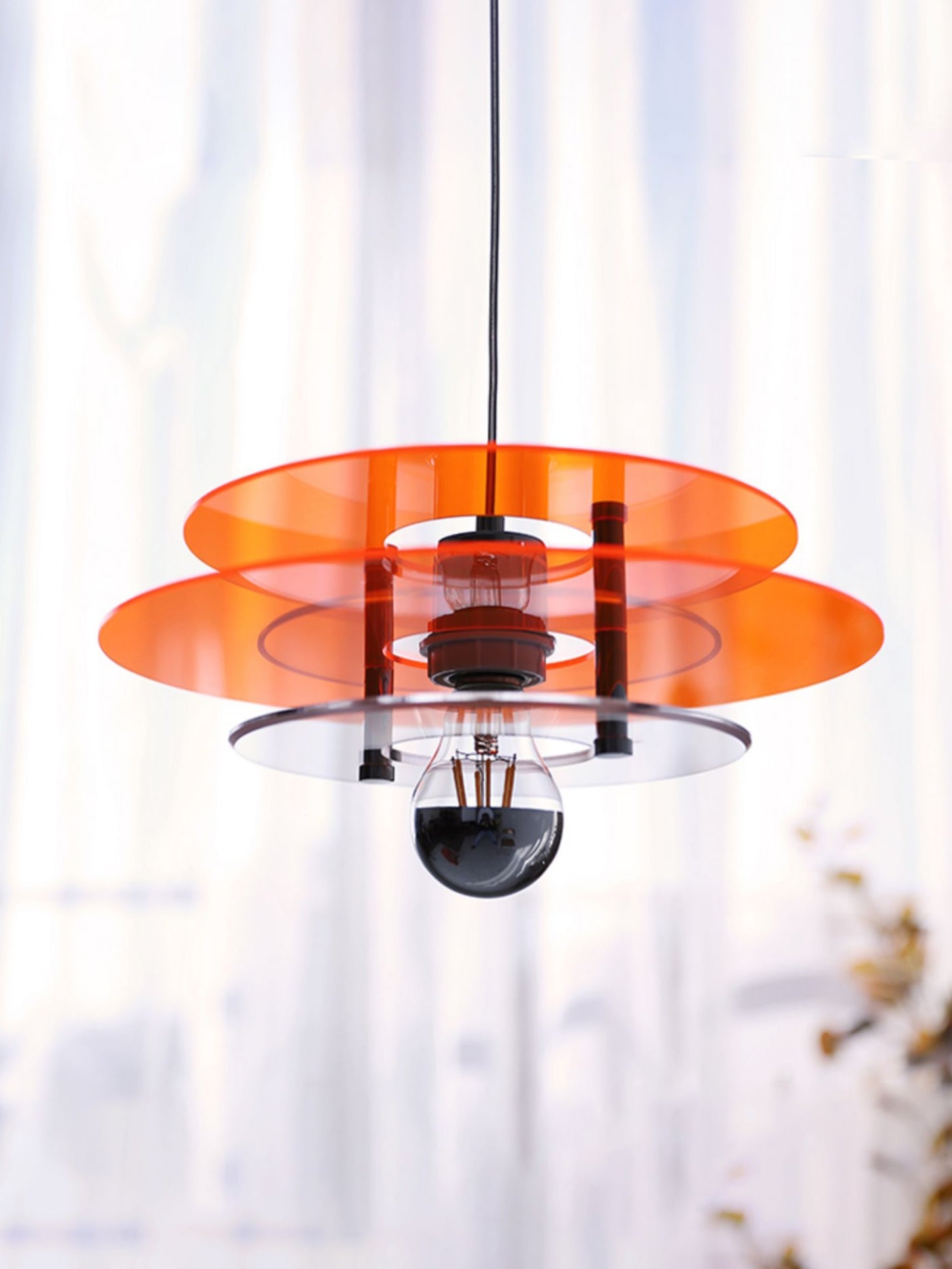 Modern Geometric Acrylic Disc Pendant Light - Elegant Reflective Ceiling Fixture