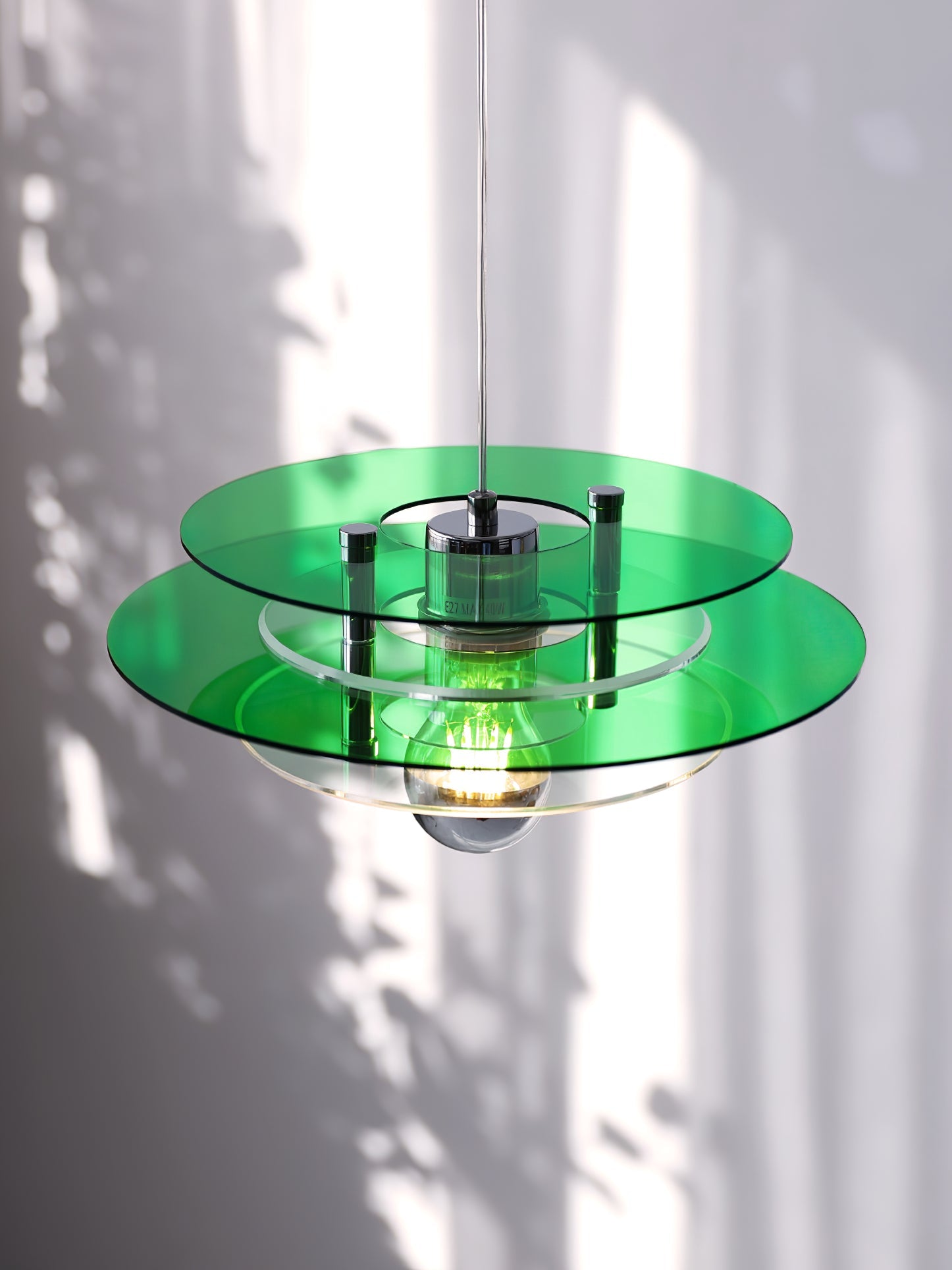 Modern Geometric Acrylic Disc Pendant Light - Elegant Reflective Ceiling Fixture