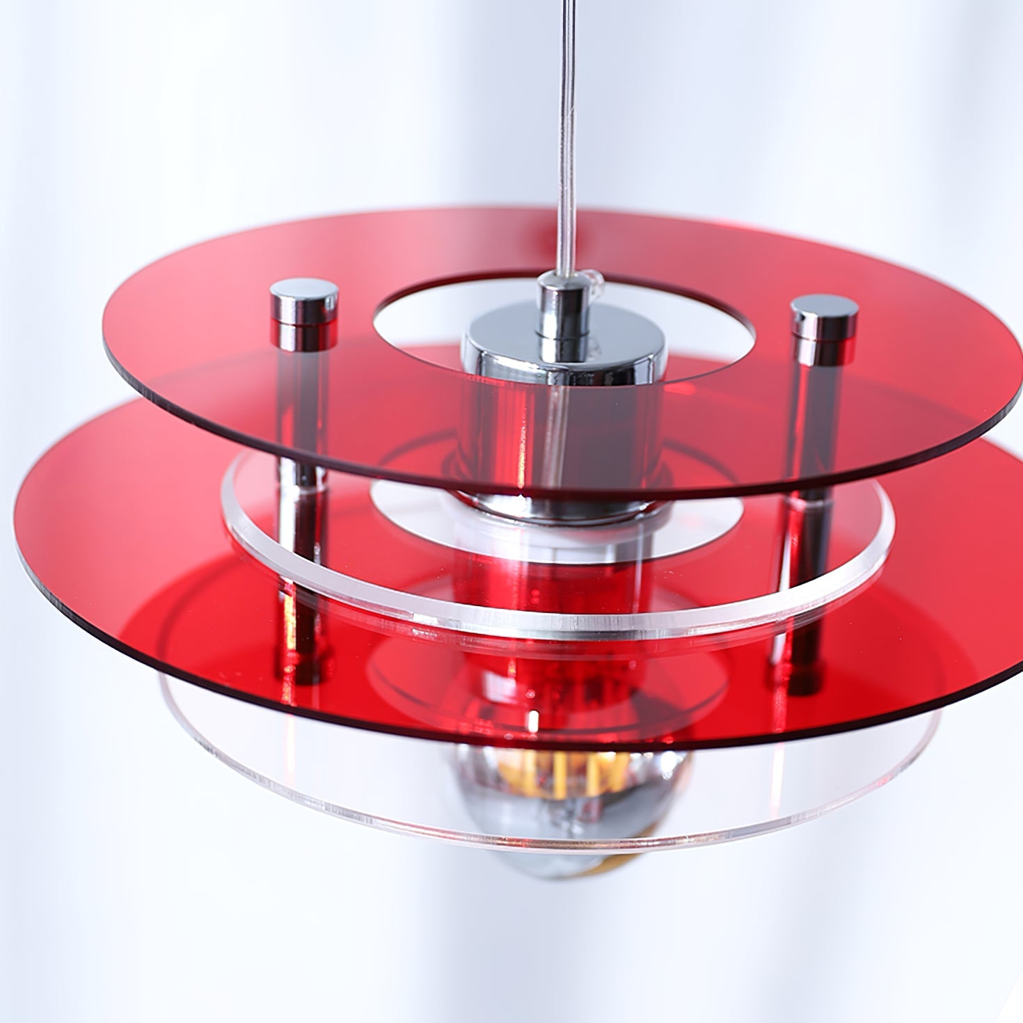Modern Geometric Acrylic Disc Pendant Light - Elegant Reflective Ceiling Fixture