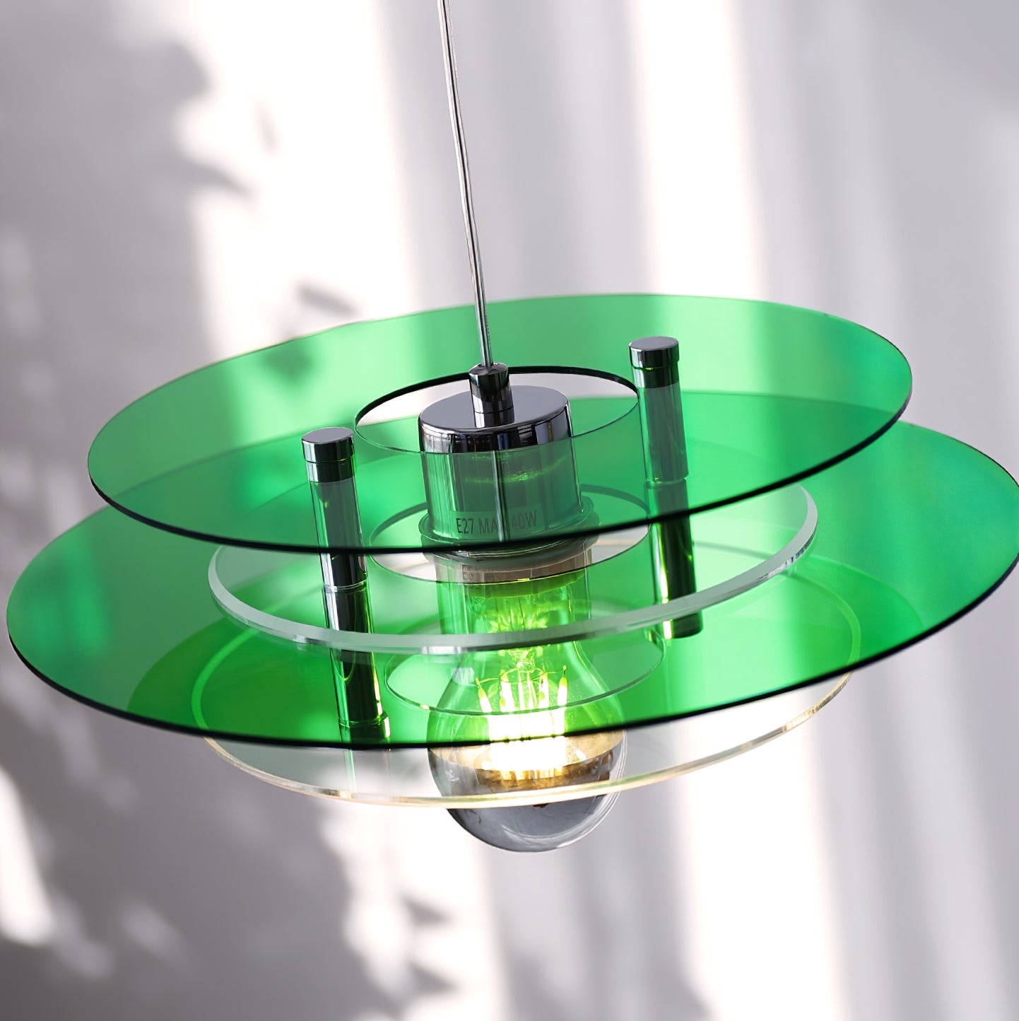 Modern Geometric Acrylic Disc Pendant Light - Elegant Reflective Ceiling Fixture