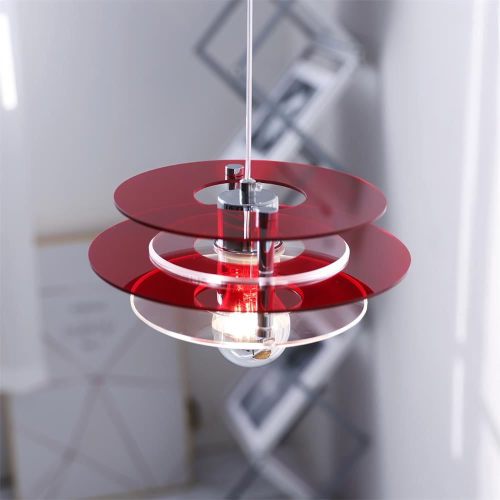 Modern Geometric Acrylic Disc Pendant Light - Elegant Reflective Ceiling Fixture