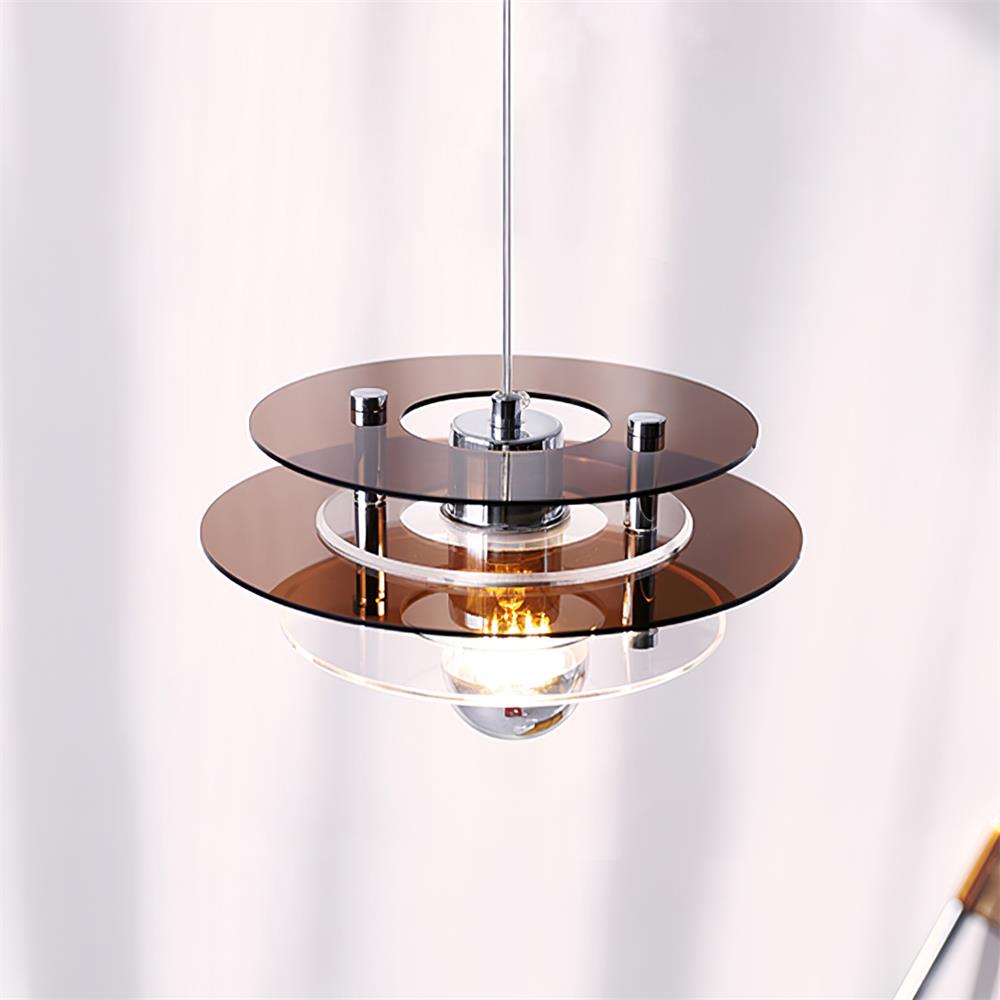 Modern Geometric Acrylic Disc Pendant Light - Elegant Reflective Ceiling Fixture