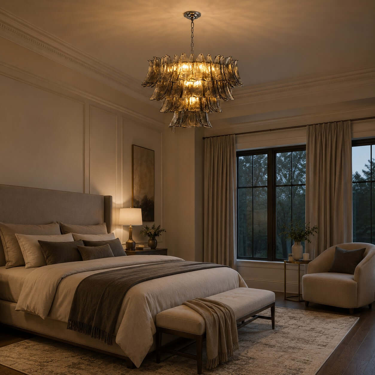 Antizer Layered Glass Petals Chandelier