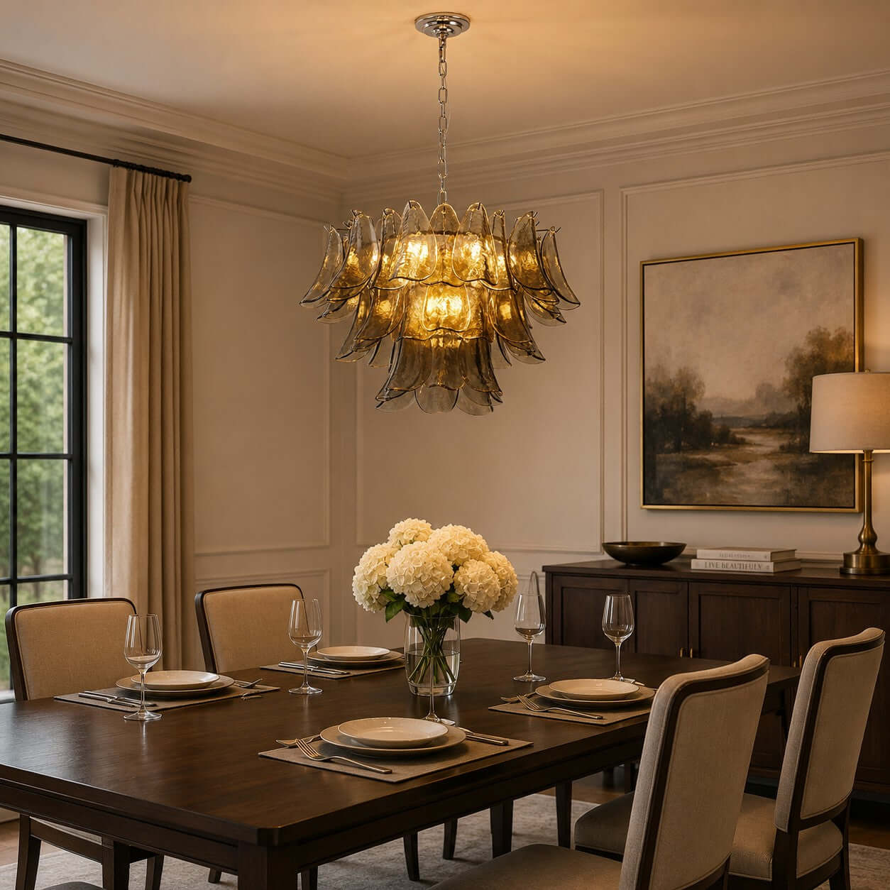Antizer Layered Glass Petals Chandelier