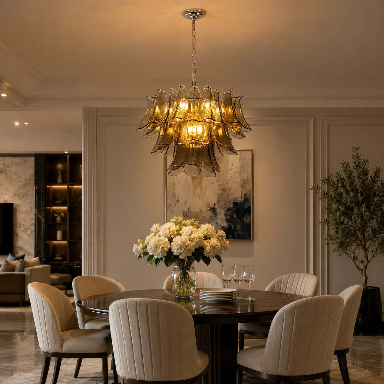 Antizer Layered Glass Petals Chandelier