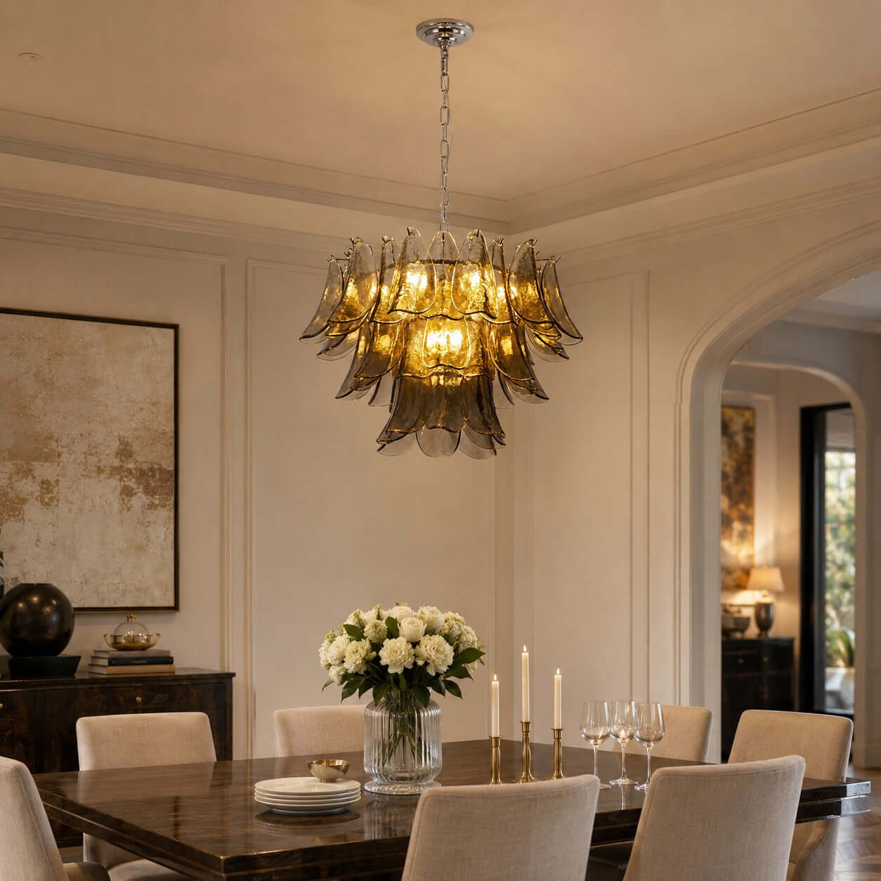 Antizer Layered Glass Petals Chandelier