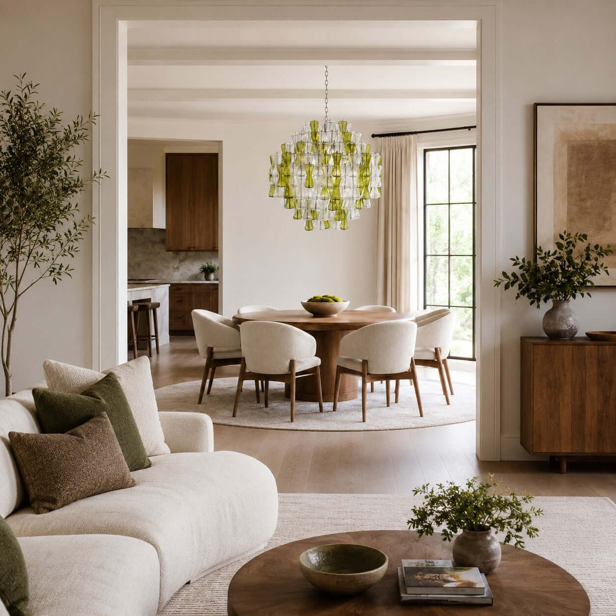 Antizer Modern Murano Green & Clear Glass Chandelier