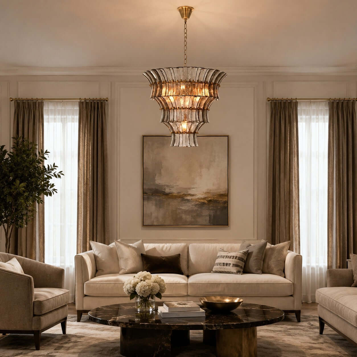 Antizer Murano Tiered Handcrafted Glass Chandelier