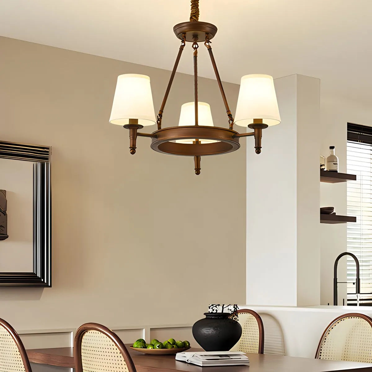 Antizer Vintage Ring Metal Fabric Chandelier