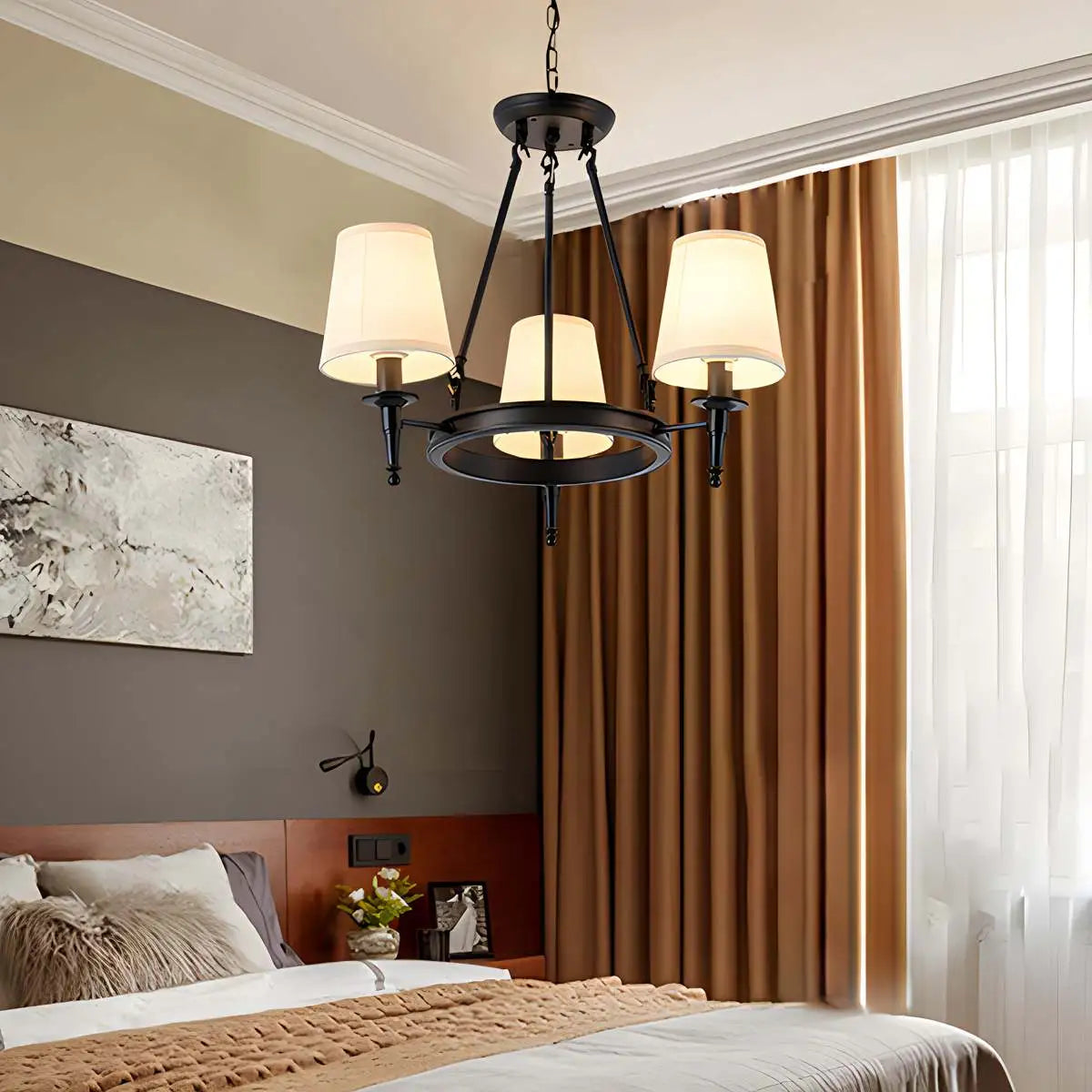 Antizer Vintage Ring Metal Fabric Chandelier
