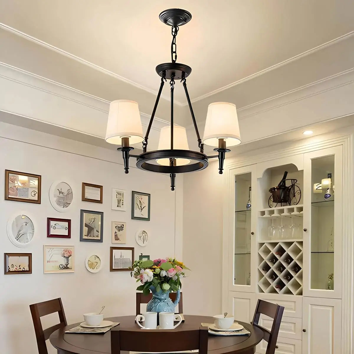 Antizer Vintage Ring Metal Fabric Chandelier