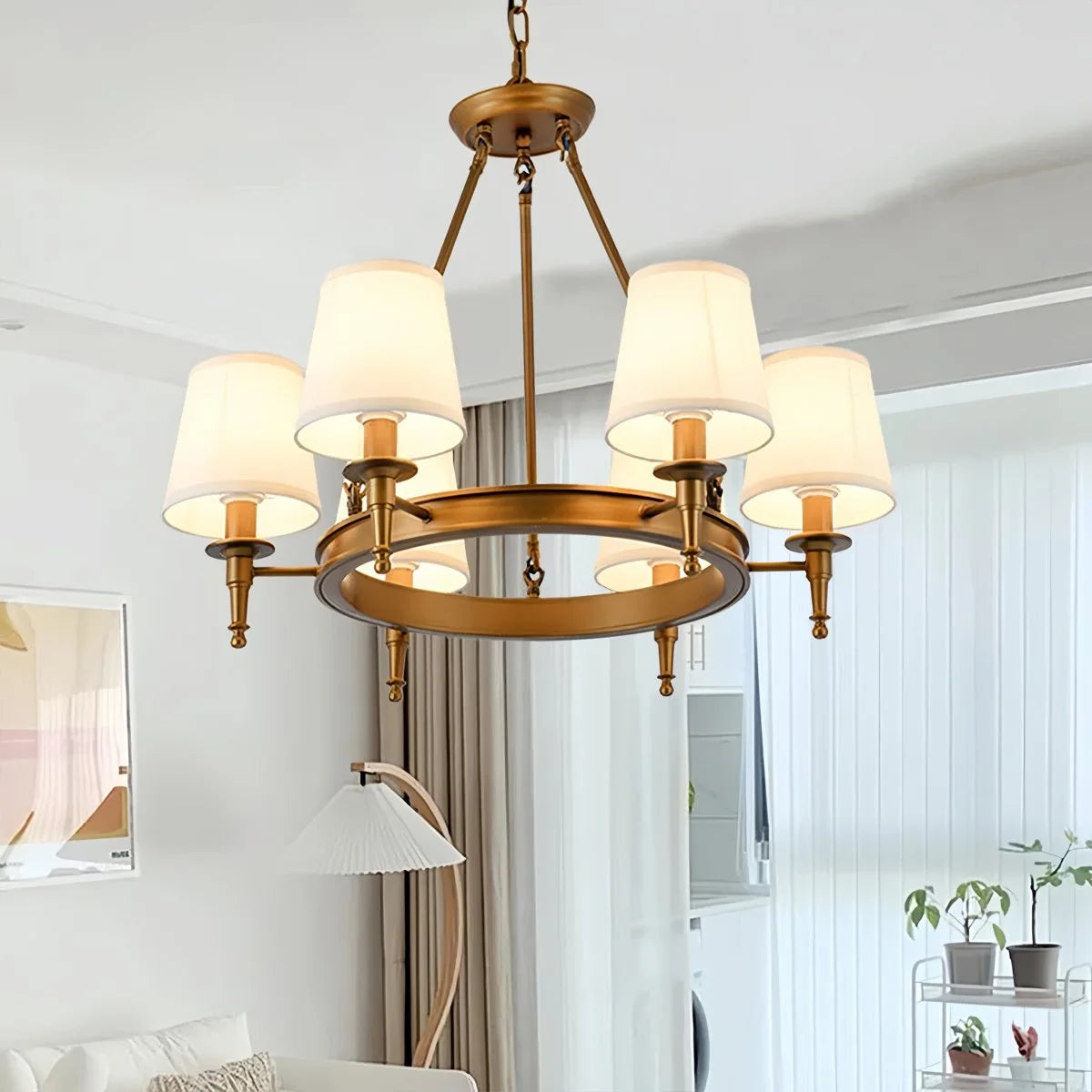 Antizer Vintage Ring Metal Fabric Chandelier