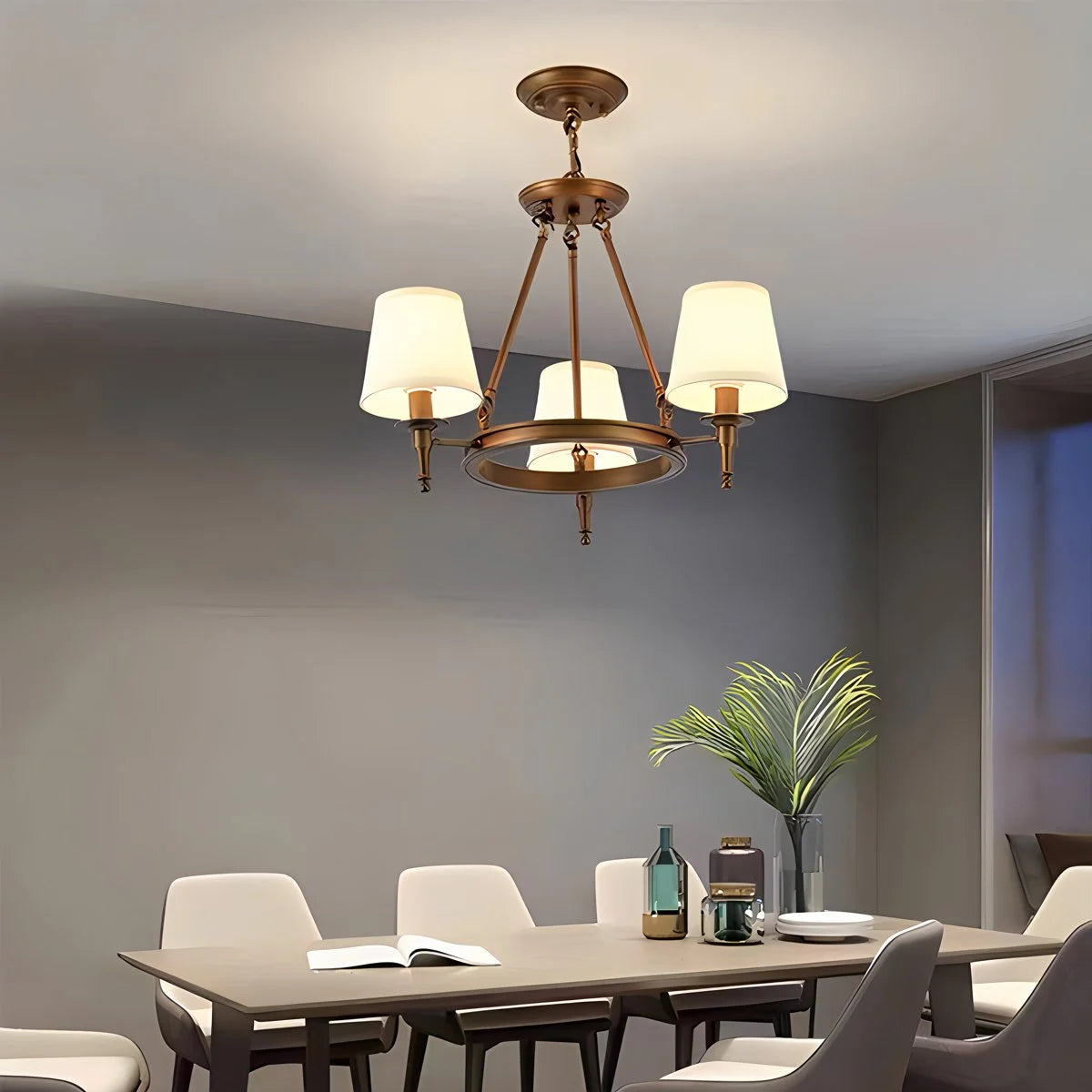 Antizer Vintage Ring Metal Fabric Chandelier