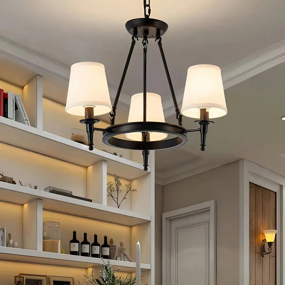 Antizer Vintage Ring Metal Fabric Chandelier