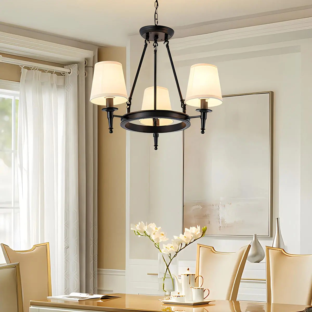 Antizer Vintage Ring Metal Fabric Chandelier