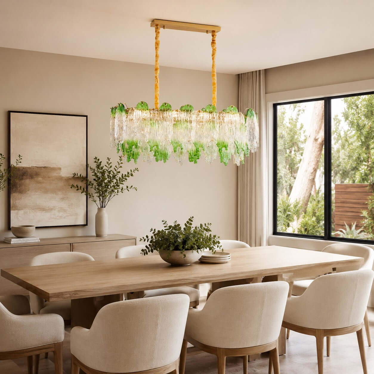 Antizer French Luxury Irregular Glass Linear Chandelier
