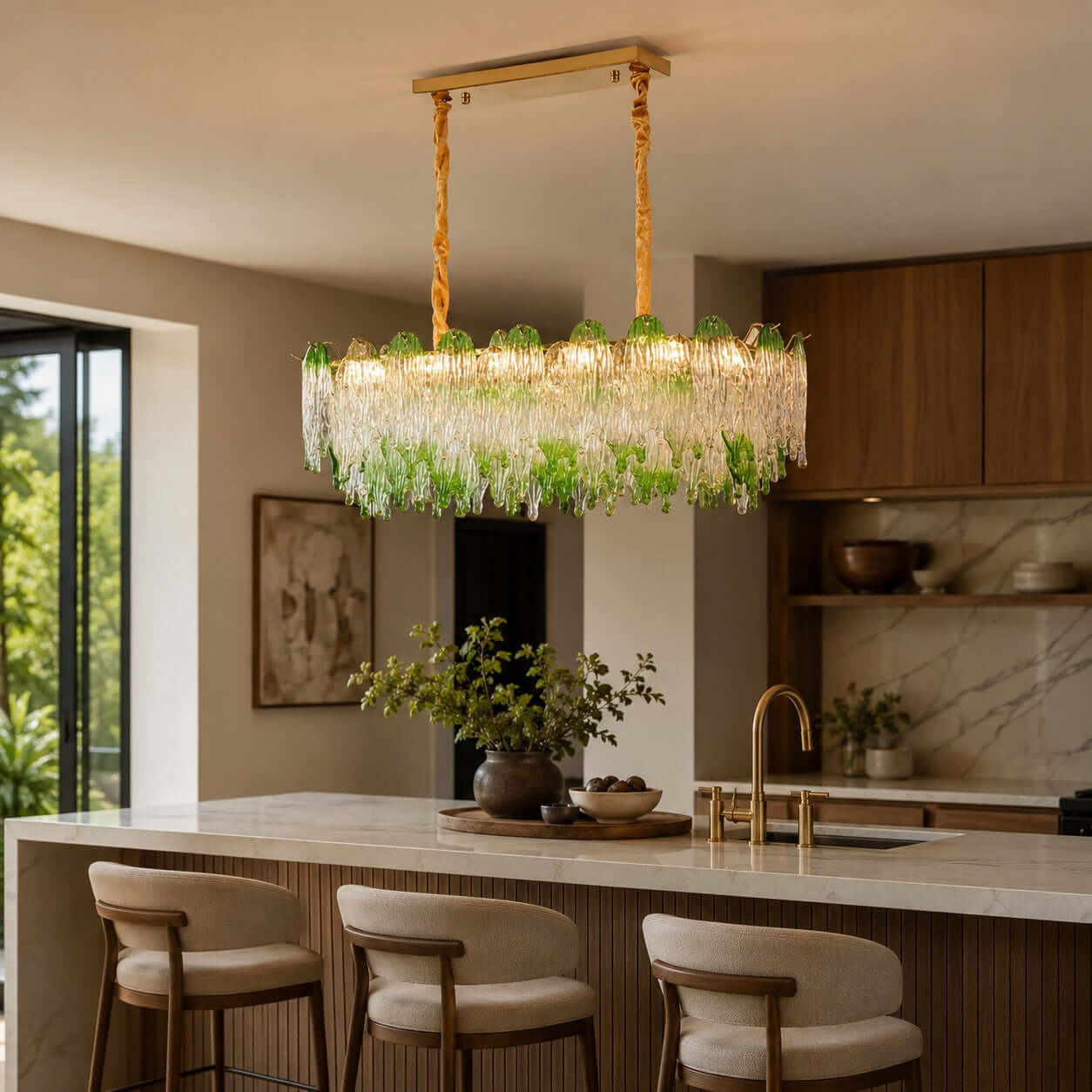 Antizer French Luxury Irregular Glass Linear Chandelier