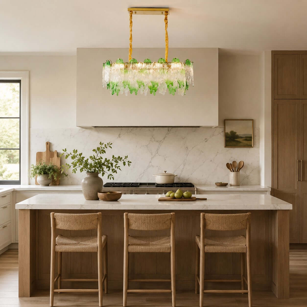 Antizer French Luxury Irregular Glass Linear Chandelier