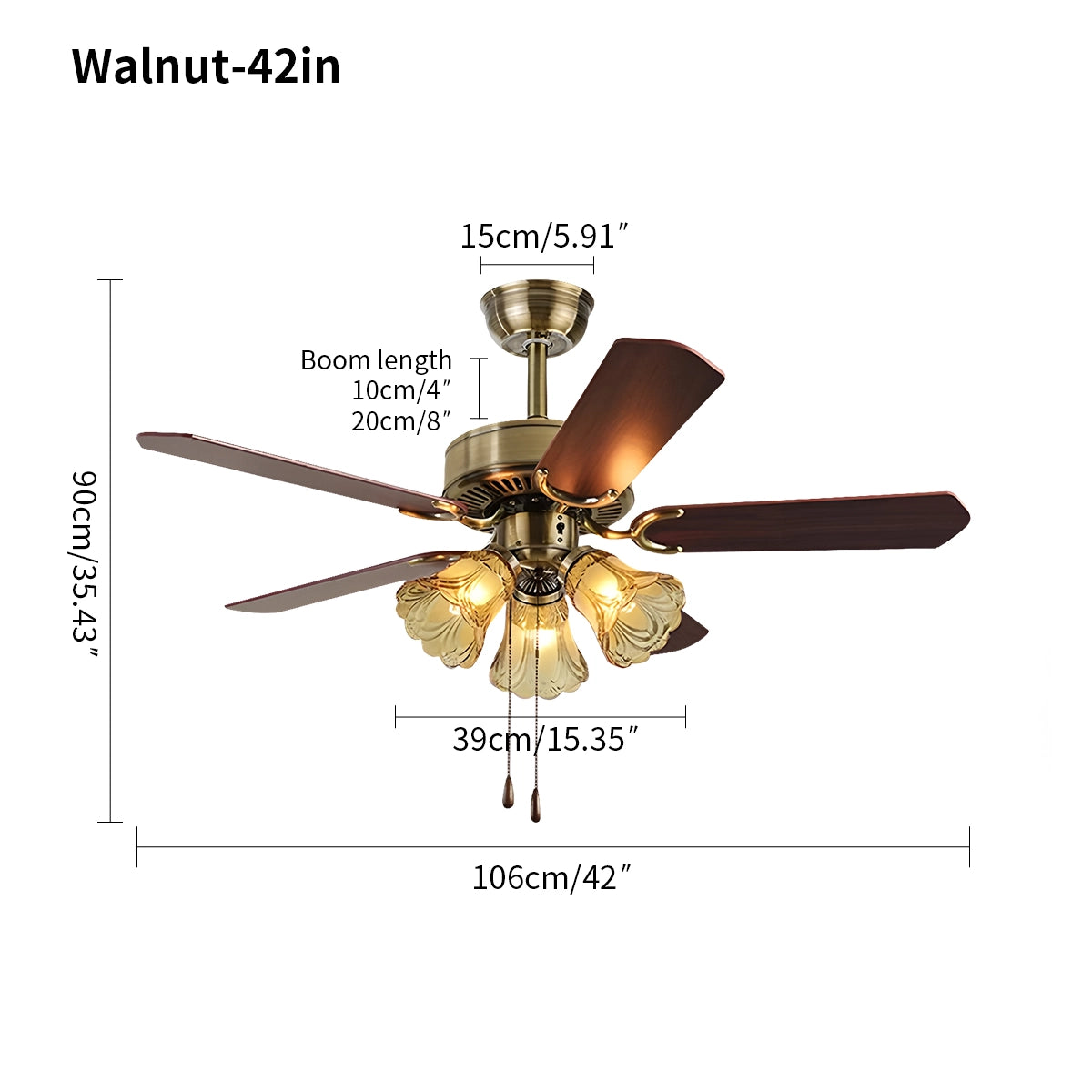 Antizer Vintage Ceiling Fan with Light for Dining Room