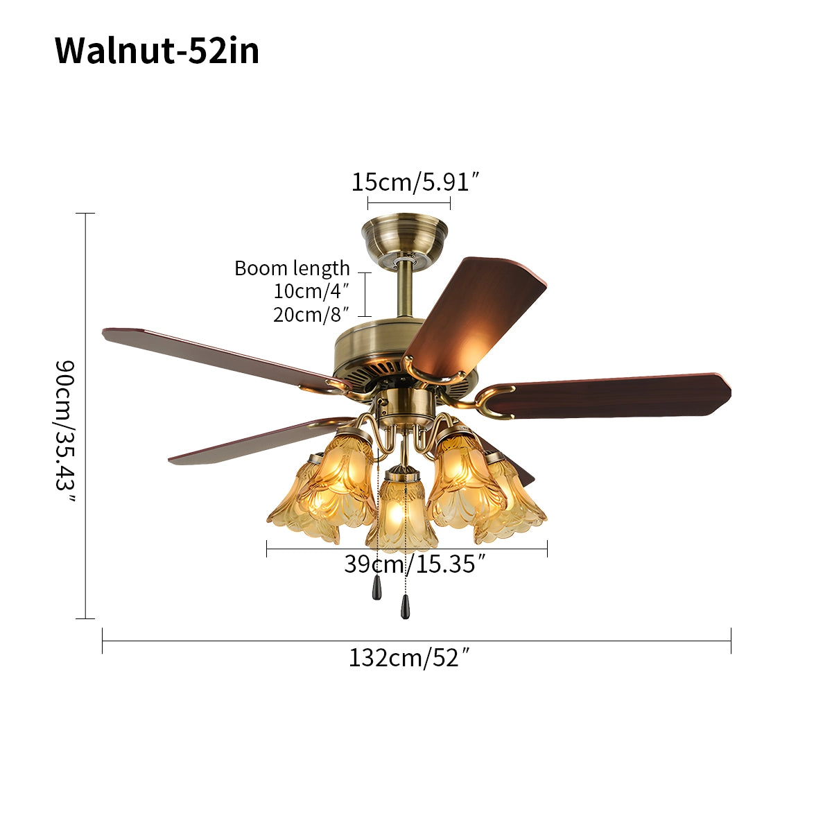 Antizer Vintage Ceiling Fan with Light for Dining Room