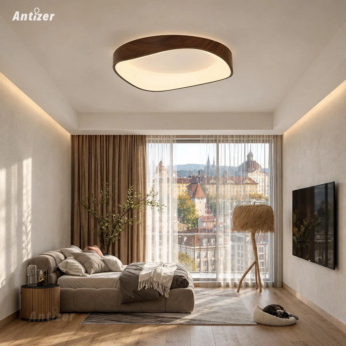 Antizer Lámpara de techo circular nórdica acrílica para dormitorio