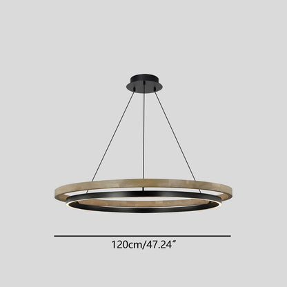 Antizer Circular LED Wood Chandelier for Dining Room