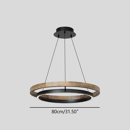 Antizer Circular LED Wood Chandelier for Dining Room