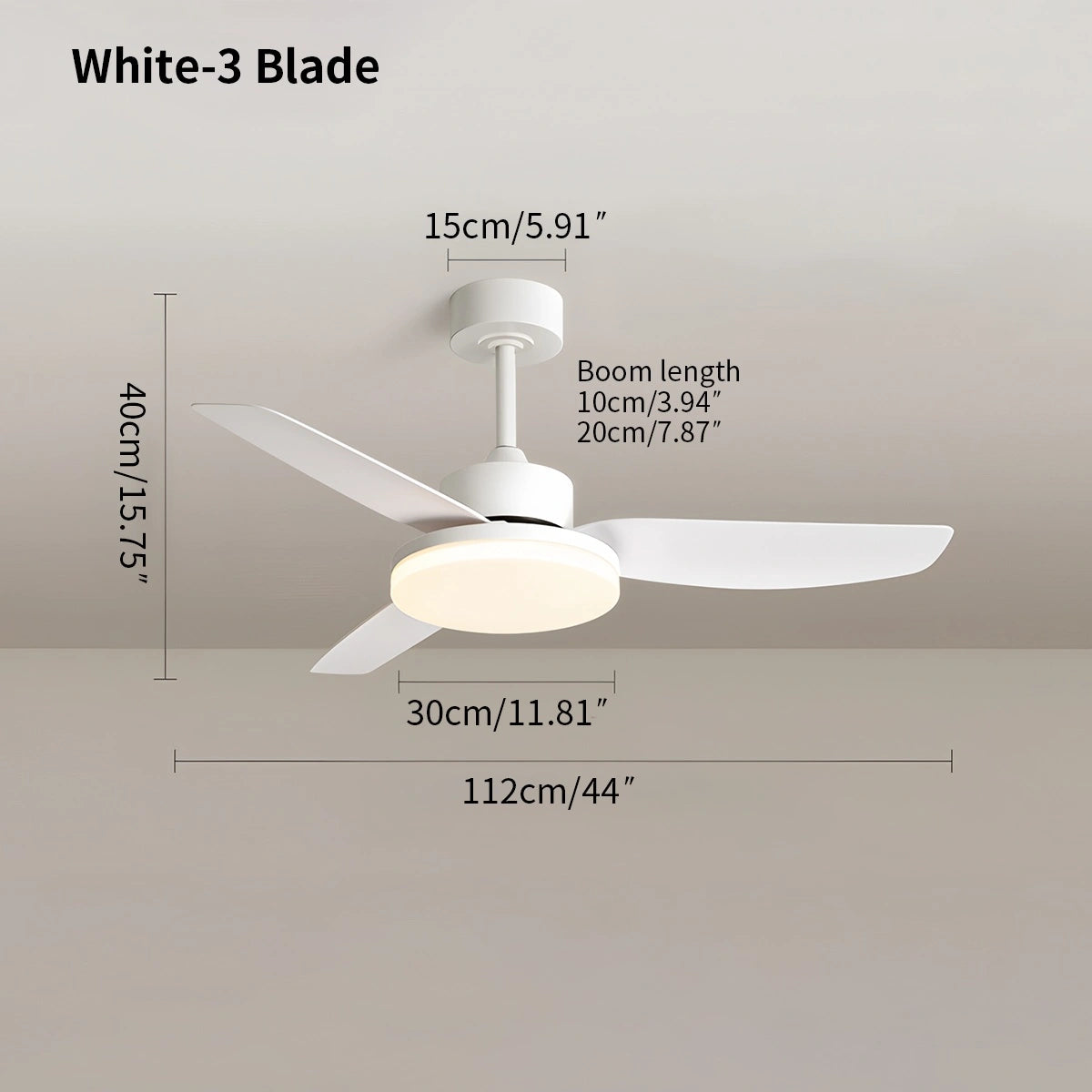 Antizer White Remote Control Ceiling Fan Light