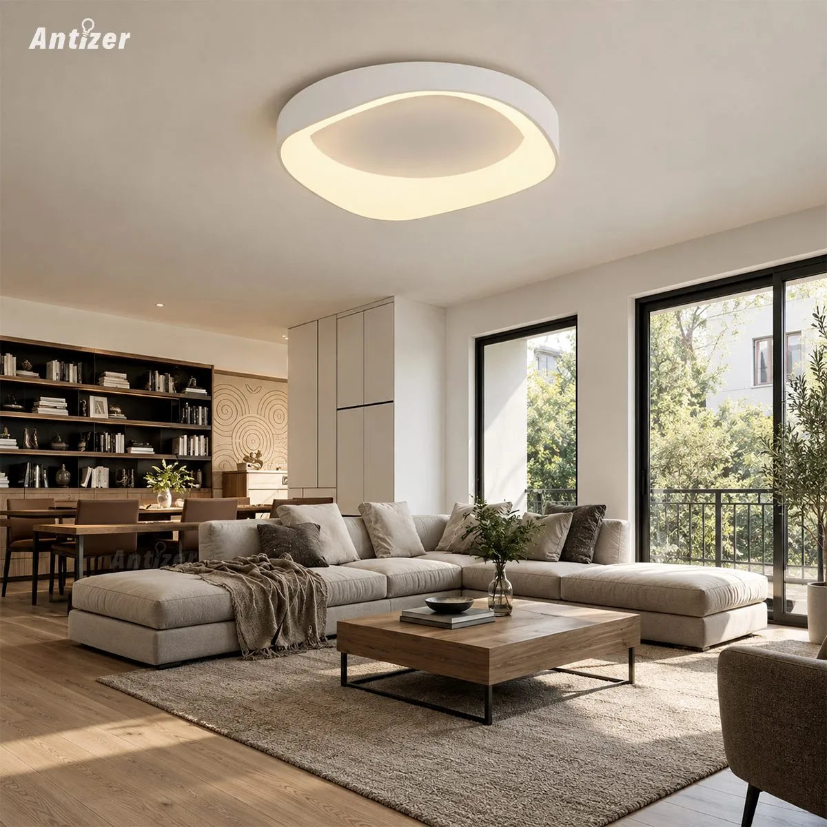 Antizer Lámpara de techo circular nórdica acrílica para dormitorio
