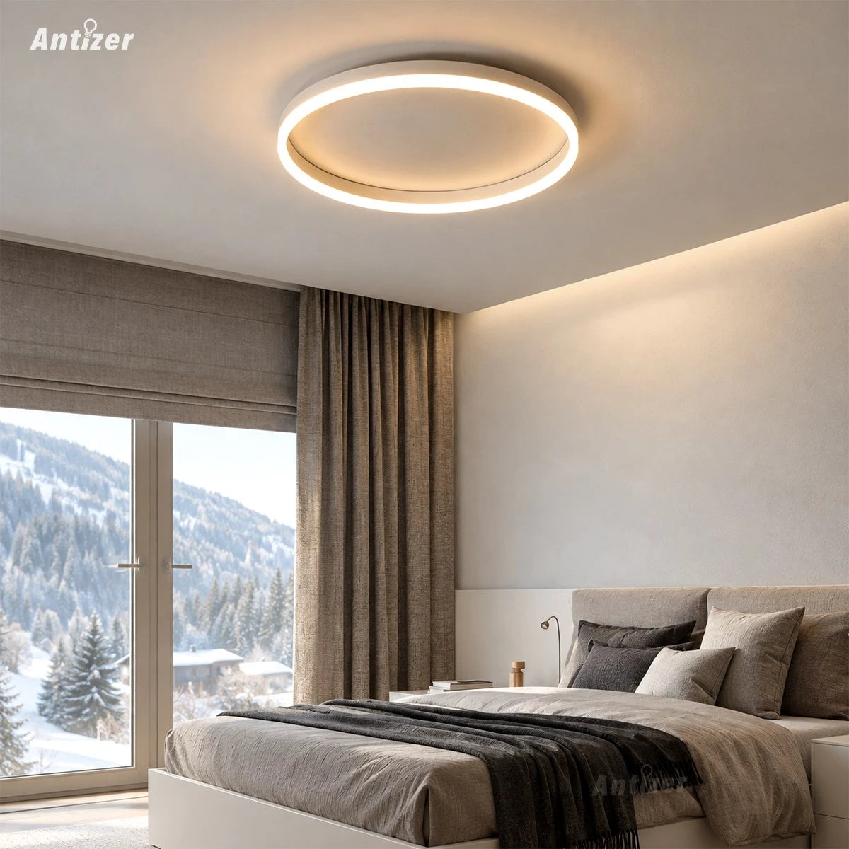 Lámpara de techo LED circular nórdica Antizer para dormitorio