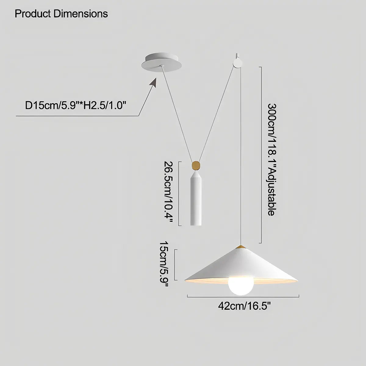 Antizer Cone Counterweight Pulley Swag Pendant Lamp