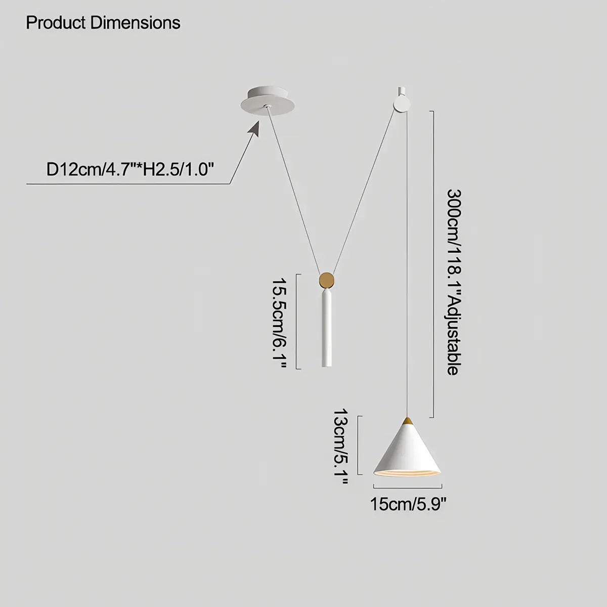 Antizer Cone Counterweight Pulley Swag Pendant Lamp