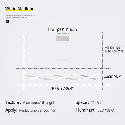 Antizer LED Linear Wave Chandelier for Dining & Offices