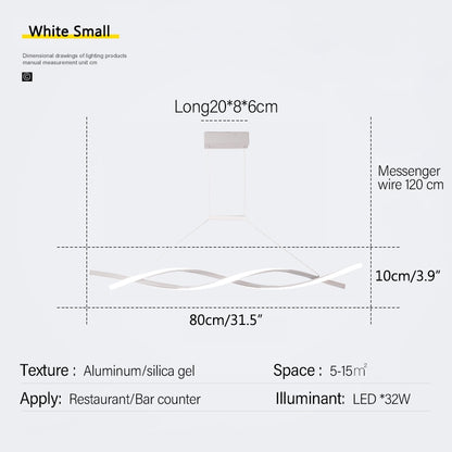 Antizer LED Linear Wave Chandelier for Dining & Offices