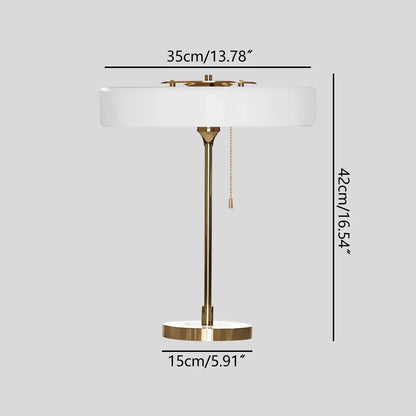 Antizer Mid-Century Round Table Lamp with Pull Chain