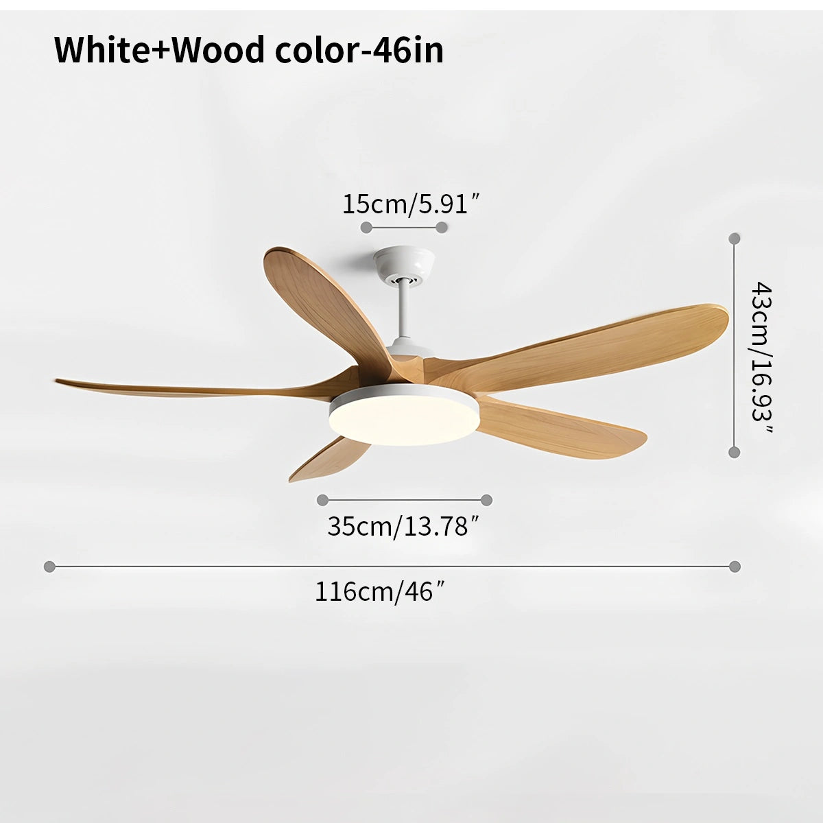 Antizer 5-leaf Solid Wood Ceiling Fan Light