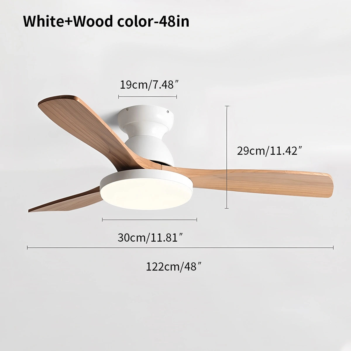 Antizer Vintage 3-leaf Solid Wood Ceiling Fan Lamp