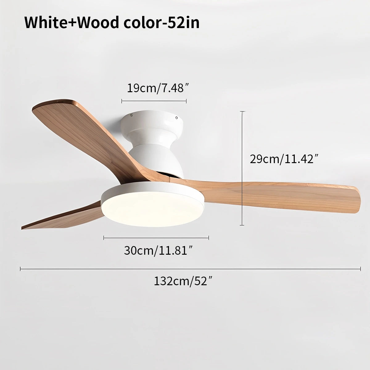 Antizer Vintage 3-leaf Solid Wood Ceiling Fan Lamp